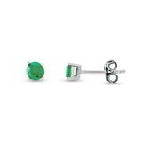 Studs Sterling Silver Round Claw Set 4mm 9 Colours
