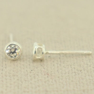 Studs Sterling Silver Cubic Zirconia 3mm