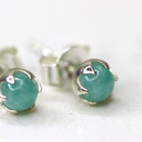 Studs Sterling Silver Handmade Amazonite Cabochon 4mm