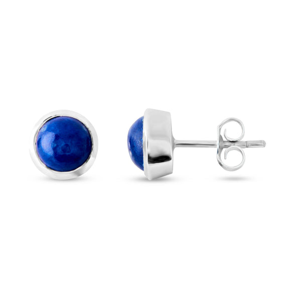 Studs Sterling Silver Lapis 8mm