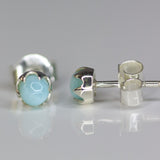 Studs Sterling Silver Larimar 4mm Crown Setting